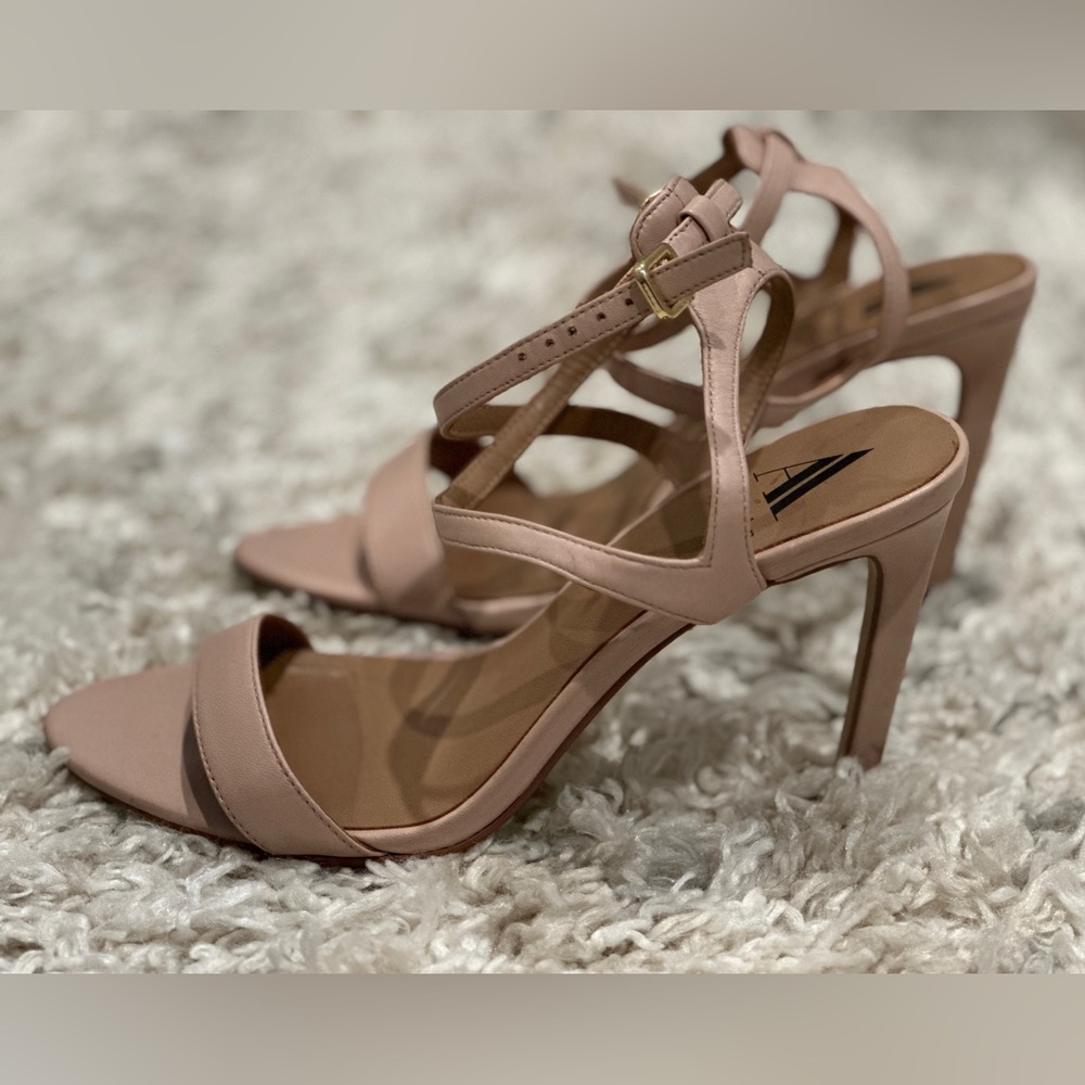 Ava & Aiden Strappy Beige Heeled Sandals, 7.5